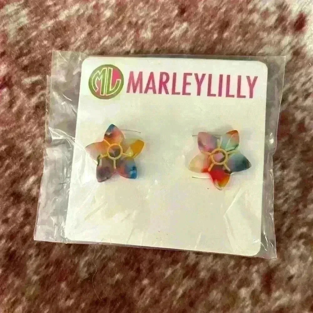 Marleylilly multi color flower stud earrings new‎ in package
